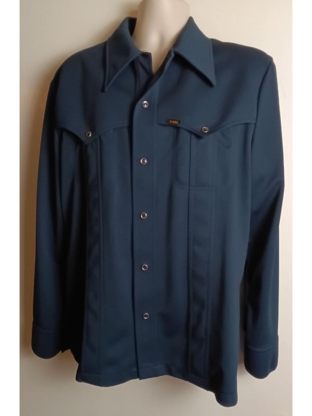 Vintage Lee Jacket Large Blue Western Snap Front Leisure Rockabilly Polyester
